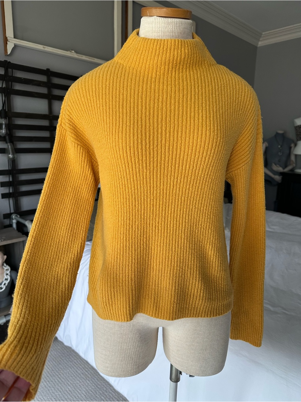 BP Nordstrom Ribbed mock sweater in mustard size medium - Picture 1 of 12